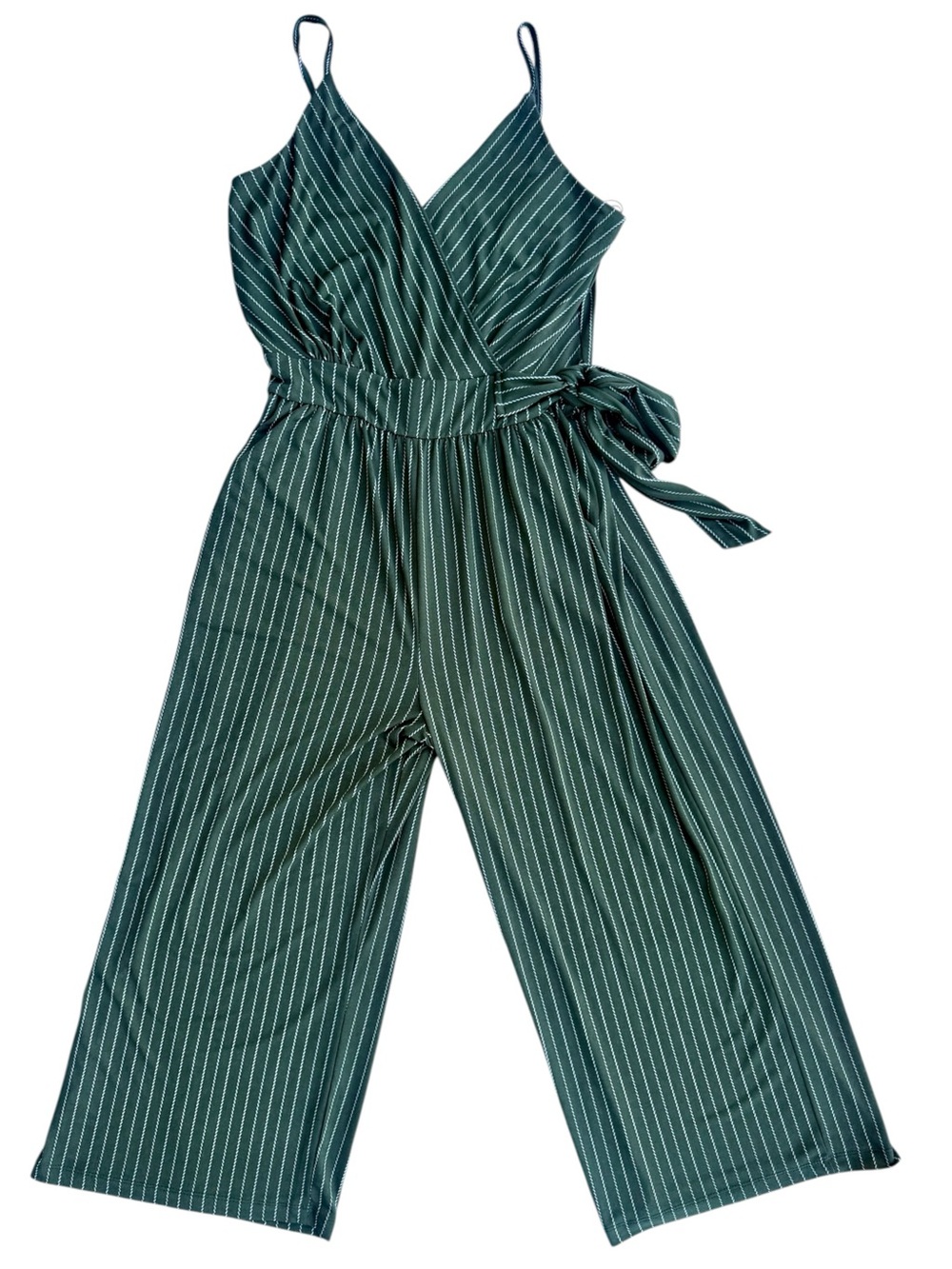 Kayleigh Striped V-Neck Wide-Leg Cropped Jumpsuit
